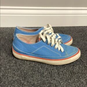 Fitflop Casual Sneaker In Blue Canvas Women's 7 Orange Comfy Walking